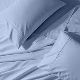 650 Thread Count Cotton Blend Queen Sheet Set, Sateen, Solid Blue | 650 Thread Count &bull; Cotton Blend &bull; Sateen Weave &bull; 15" Deep Pocket &bull; Soft &amp; Durable