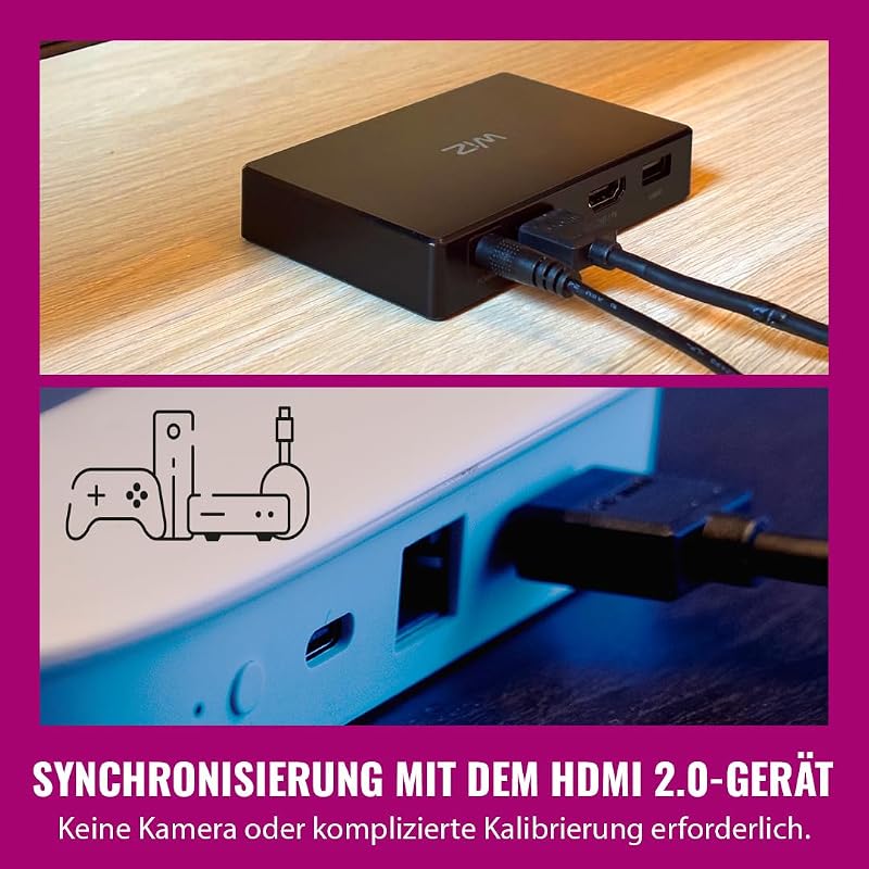 HDMI Sync Box mit TV-Beleuchtung - Synchronisiert Licht zu Ihren Filmen, Spielen und Musik -HDMI 2.0 - RGBIC LED Strip für 75"-85" Zoll TVs - App/Sprachsteuerung, funktioniert mit Google und Alexa