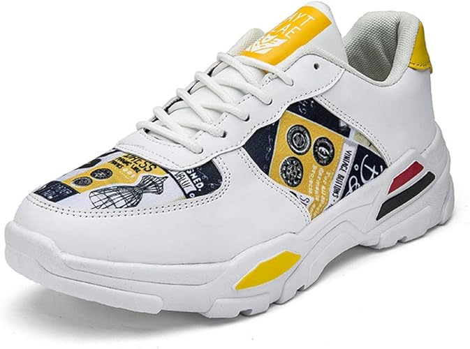 Amazon Inuppy 厚底 スニーカー メンズ ローカット 防滑 軽量 カジュアルスニーカー ランニングシューズ ウォーキングシューズ 運動靴 フィットネスシューズ 通勤 通学 スポーツ 落書き 白 ホワイト シューズ バッグ