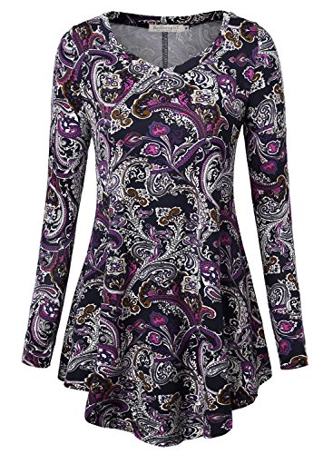 BAISHENGGT Women s Loose Fit Flared Tunic Top Large T06 Purple