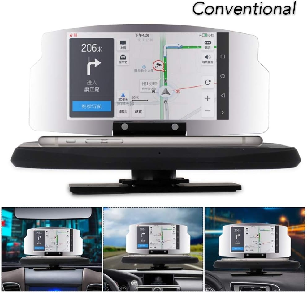MSYR Head Up Projection Display Holder, The Best Head-up Display Universal Smartphone GPS Heads up Display for Cars, Glossy Screen GPS Image Reflector (A)