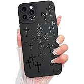 KANGHAR for iPhone 12 Pro Case Aesthetic Blessed Cross Jesus Christian Goth Designed for Women Girls Men, Full Camera Protection Slim Fit Soft TPU Shockproof Protective Cover - Black