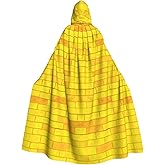 Aulwewd Brick Road of Yellow Halloween Hooded Cloaks Witch Robe Cloaks, Holiday Party Cosplay Costumes (Unisex)