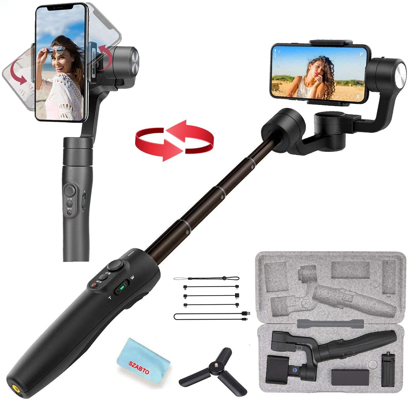 FeiyuTech Vimble 2S 3-Axis Handheld Gimbal Stabilizer for iPhone 11 Pro Xs Max XR X Smartphone Samsung Galaxy Note10/10+ S10 S9 POV Hitchcock Panorama Face Object Tracking Timelapse(Vimble 2 Upgraded)