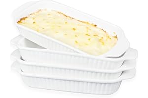 dingdaer Ceramic Au Gratin Dishes, 8 x 5 Small Baking Dish with Handles, Set of 4, 15 Oz Individual Casserole Dishes, Cassero