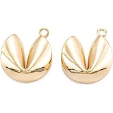 UR URLifeHall 10 Pcs Fortune Cookie Charms - Real 18K Gold Plated & Brass Charms for DIY Earrings, Necklace & Bracelet Making