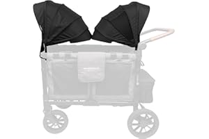 WONDERFOLD Retractable Stroller Canopy Featuring a Peek-a-Boo Window, Optional Visor for Extra Sun Protection, and Side Mesh 