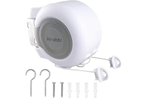 SHIAON Retractable Clothesline 2x49 Feet Outdoor Indoor, Dual Heavy Duty Clotheslines for Laundry Drying, Wall-Mounted Portable Easy Installation Washing Lines Rope (98FT White)