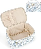 Wandering Nature Travel Makeup Bag with Brush Compartment Blue Flower