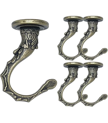 Heavy Duty Swag Hooks - 2 Pack Antique Brass Ceiling & Wall Hooks For Hanging Plants, Lights & More - View #10