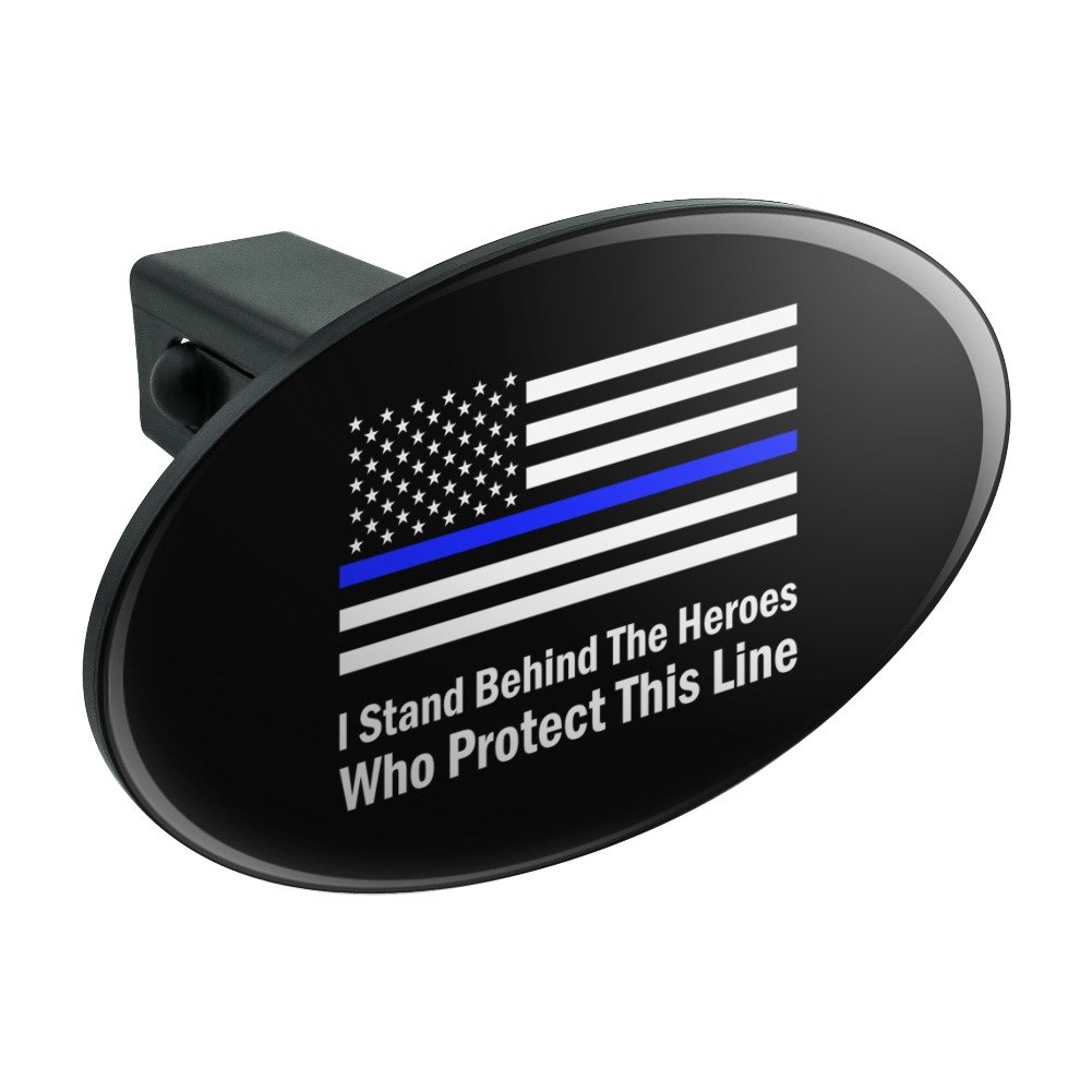 日本全国送料無料 Iスタンドbehind The Heroes Who保護この線シンブルーamerican Flag Oval牽引トレーラーヒッチカバープラグ挿入 1 25 Inch Receivers ブラック Oth 125 Z 8 B079g65gnc 1 25 Inch Receivers 保存版 90a3acu P1ai