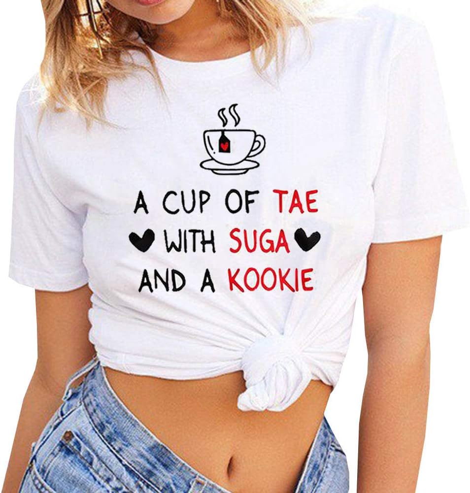 Women's A Cup of Tae with Suga and a Kookie T-Shirt BTS Kpop Bangtan Boys Tee