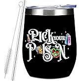 Cute Wine Tumbler, 12 oz Tumbler with Lid, Insulated Wine Glass Travel Coffee Mug, Funny Witchcraft Supplies Witch Decor Christmas Halloween Birthday Witchy Gifts for Women Fans Sister Girls