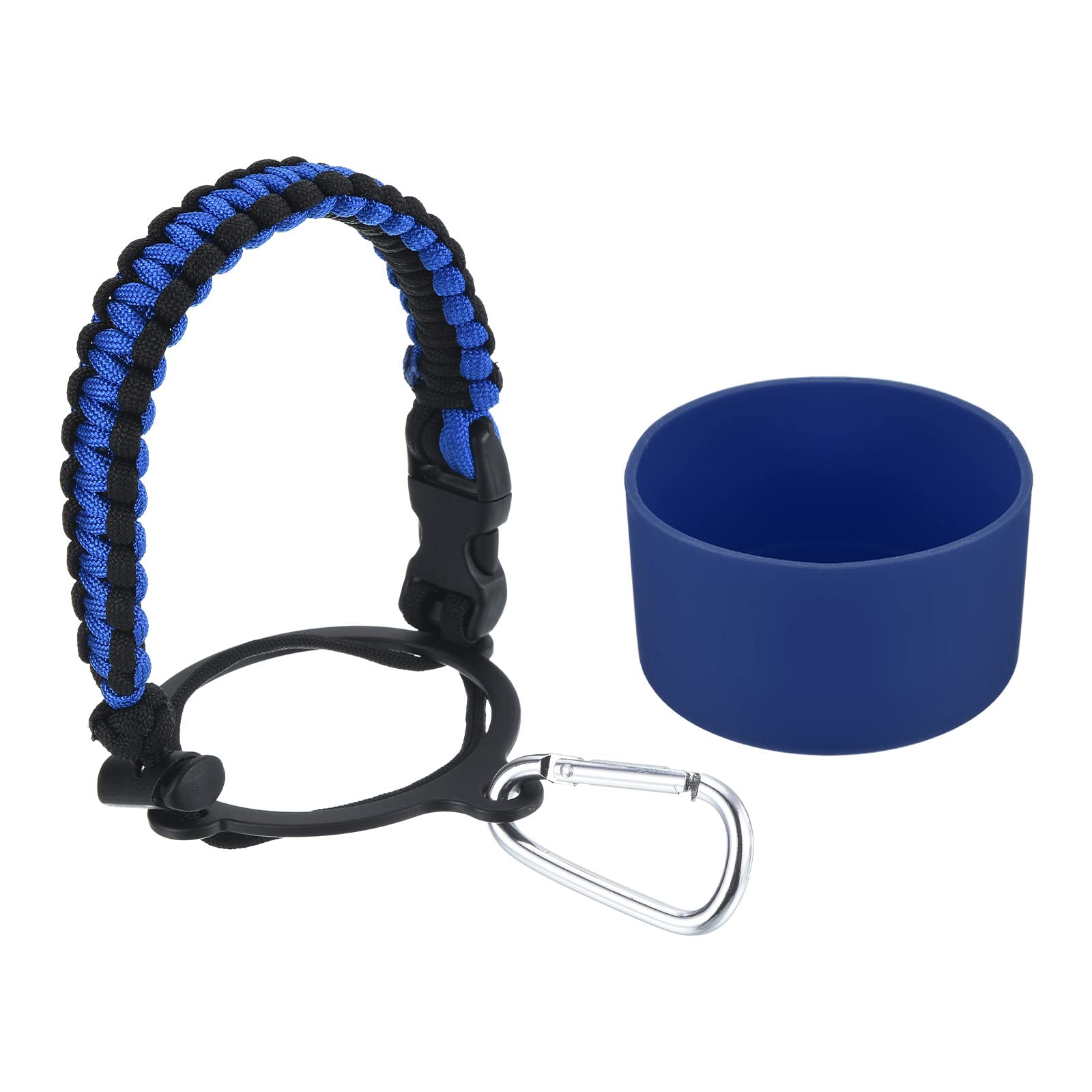 PATIKIL Water Bottle Holder, Paracord Handle Carrying Lanyard Strap Carrier with Ring for 12oz to 24oz Wide Mouth Bottles, Dark Blue, Black