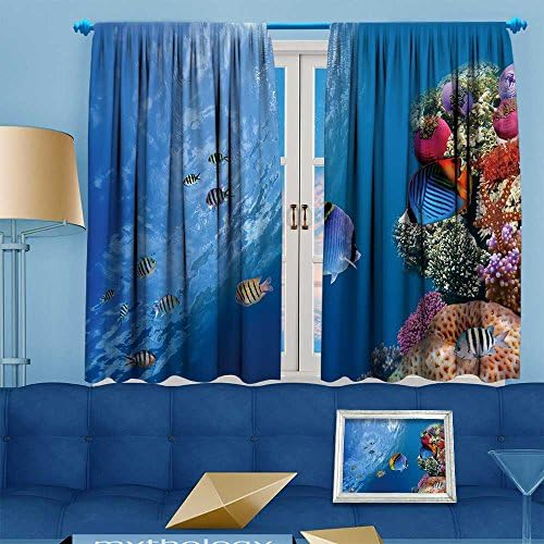AmaPark Thermal Weaved Blackout Curtain, Threadfinbutterflyfish(Chaetodonauriga),RedSea,Egypt Room Darkening &amp; Noise Reduction Fabric - Premium Draperies,108"W By 63"L Pair.