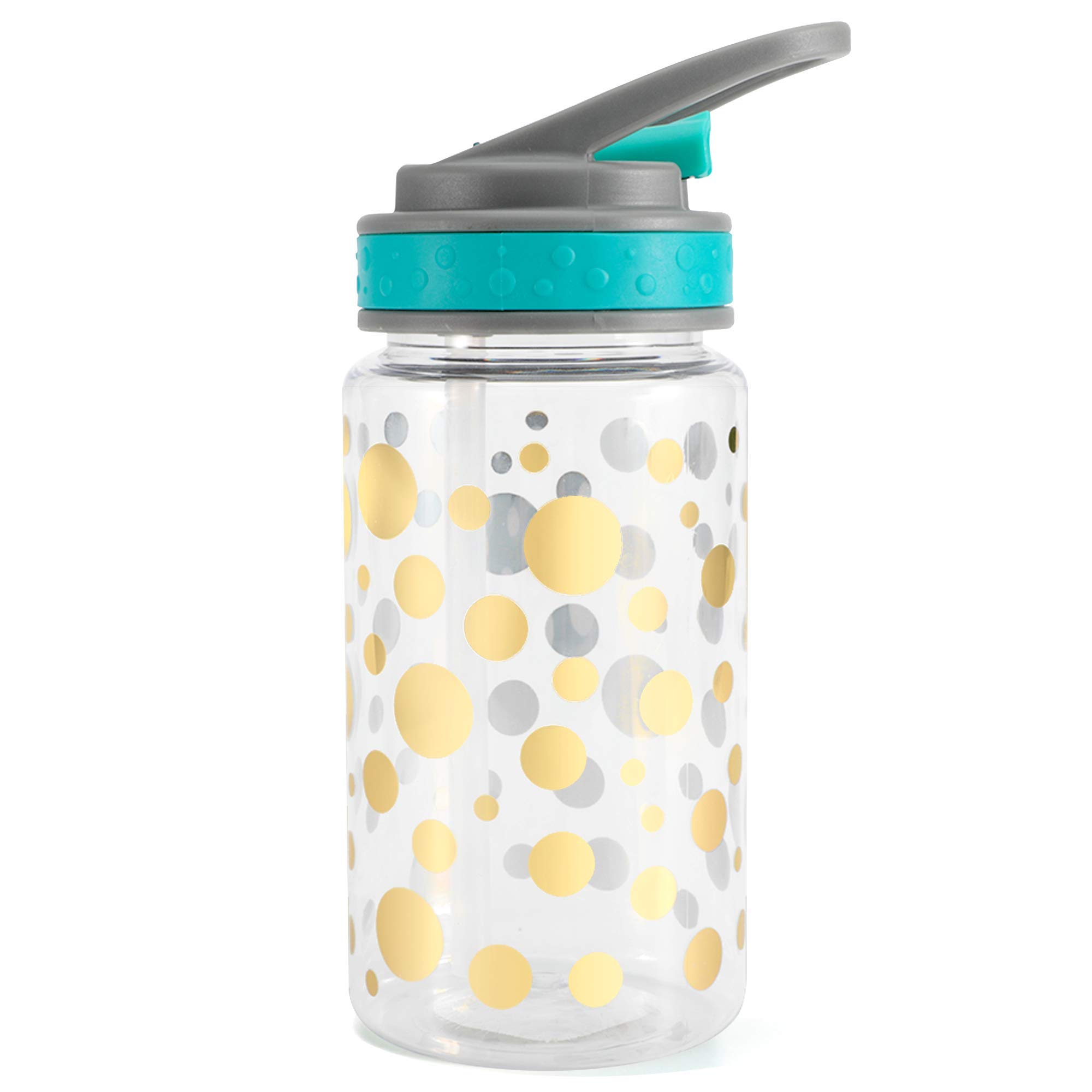 Home Tune Kids Water Drinking Bottle (440ml)- Tritan BPA Free, Wide Mouth, Flip Sip Top, Easy Open, Lightweight, Leak-Proof Water Bottle with Cute Foil Print Design For Girls & Boys - Dot