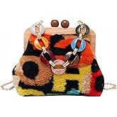 Ladies Shoulder Bag Chain Tote Bag Wooden Clip Cross-body Bag Color Corduroy Cross-body Bag Wallet,y2k Totebag