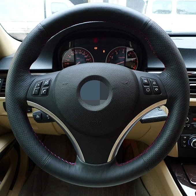 Amazon Com Tphjrm Black Leather Hand Sewing Car Steering Wheel Cover Fit For Bmw 335i 330i 325i 320i E90 E87 120i 130i 120d Home Kitchen