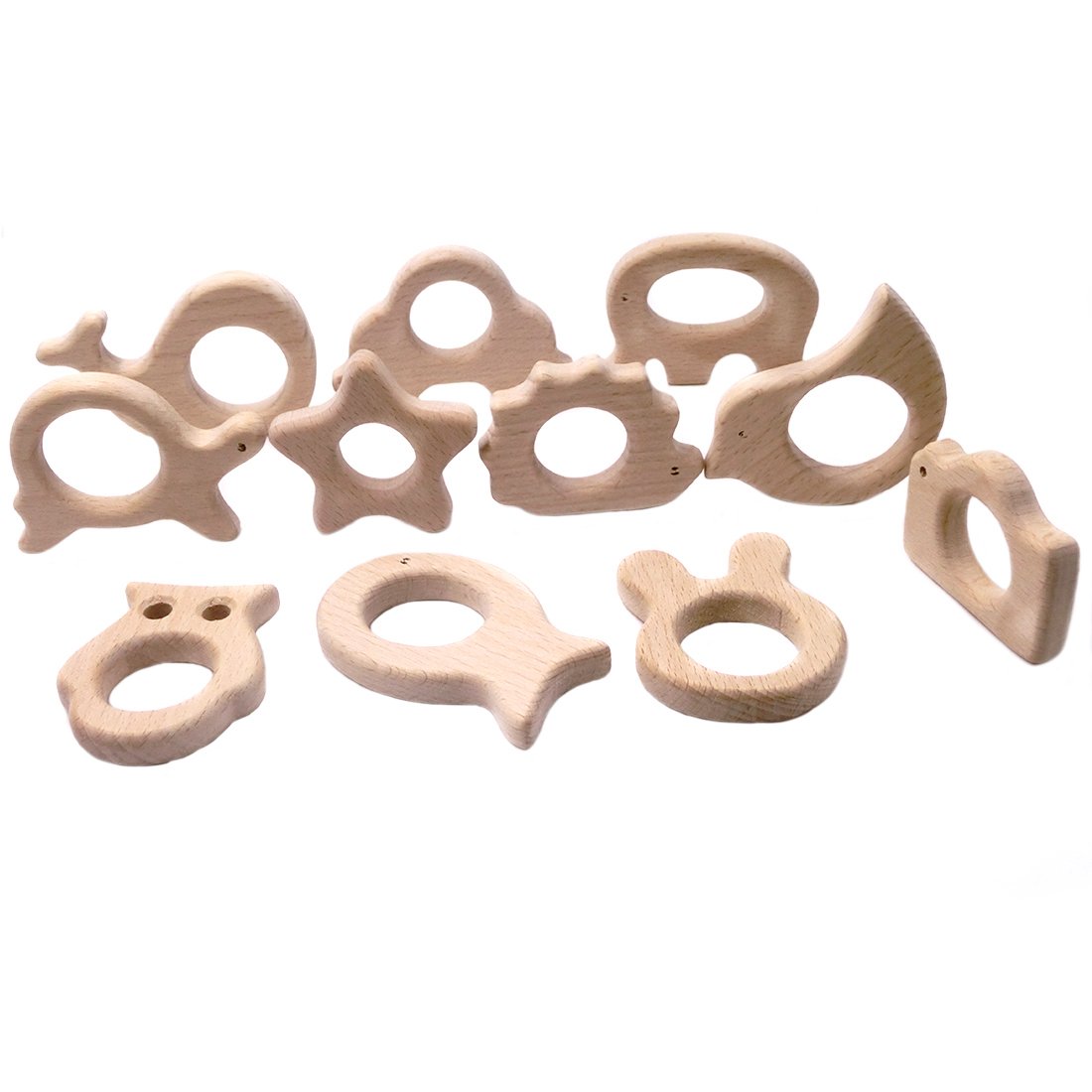 Coskiss Orgánica del bebé Mordedor Mordedor de madera natural de la dentición
