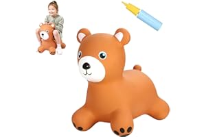 INPANY Bouncy Horse, Bear Hopper Toys, Toddlers Bouncing Animal, Kid Ride on Rubber Bouncer, Outdoor Indoor Cute Birthday Gifts for 2 3 4 Year Old Girls Boys