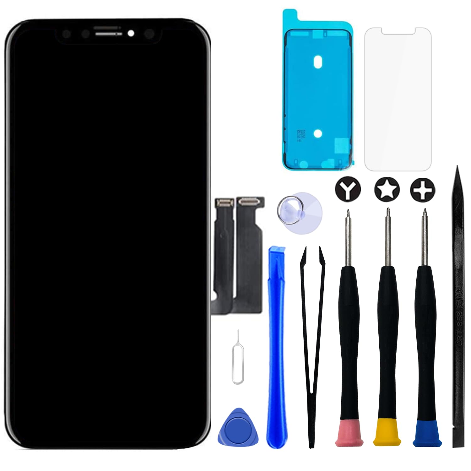 Brinonac for iPhone Xr Screen Replacement Kit, 6.1 inch LCD Display 3D Touch Screen Digitizer Frame Assembly Set with Repair Tools, Adhesive and Tempered Glass