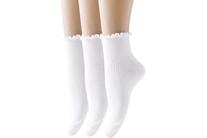SEMOHOLLI Women Socks, Women Ankle Socks, Lovely double needle solid color Lace edge relent lady socks