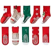 Elaowoho Baby Toddler Christmas Socks Kids Non Slip Grip Cotton Winter Holiday Socks for Boy/Girl Children Xmas Gifts