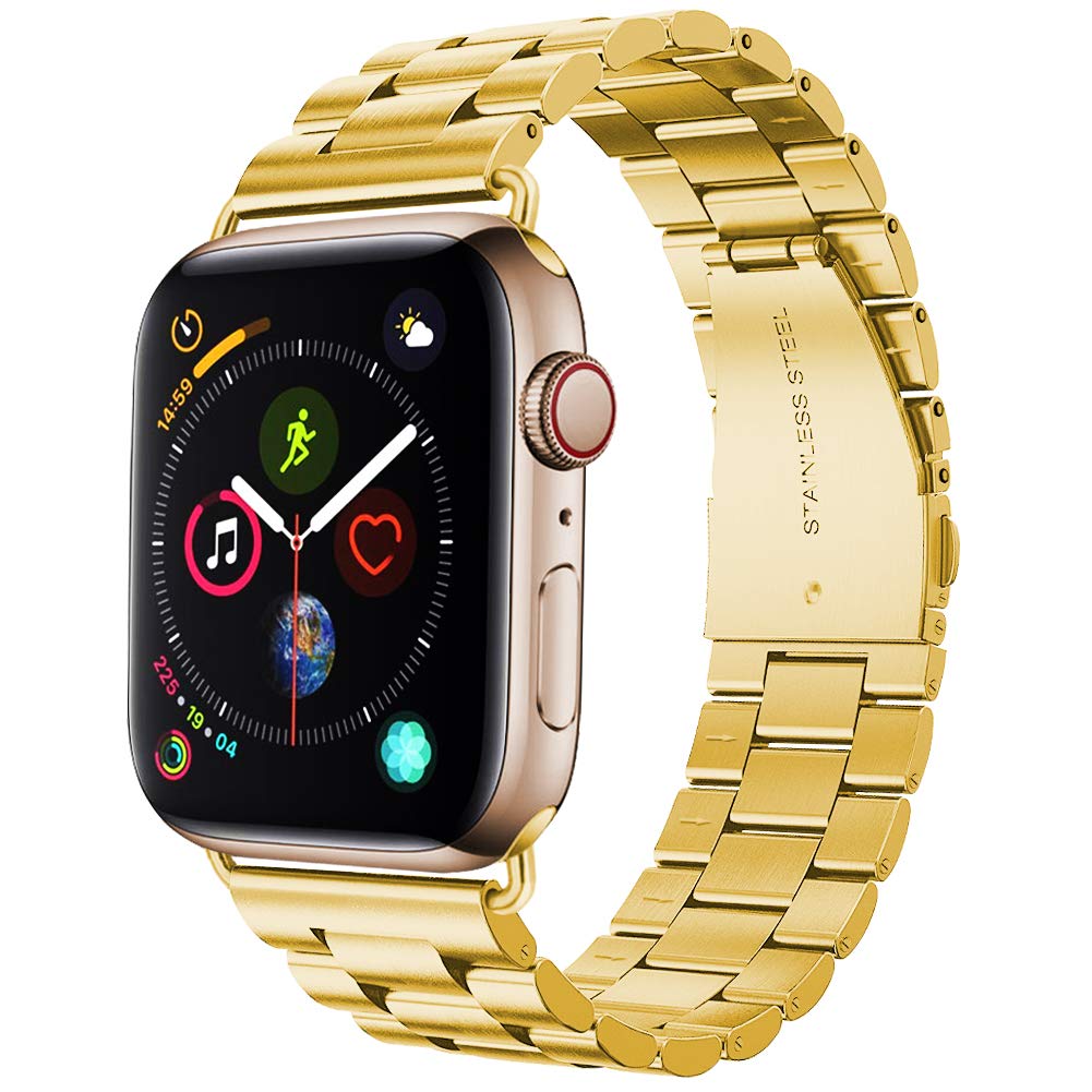 Photo 1 of SUPOIX 46mm/45mm/44mm/49mm/42mm Bands Compatible with Apple Watch Series 11 10 46mm/ 9 8 7 45mm/Ultra 3 2 1/6 5 4 SE 44mm/3 2 1 42mm, Stainless Steel Metal Replacement band for Women&Men -Gold