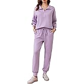 PINSPARK 2 Piece Sets for Women 2025 Fall Travel Outfits Long Sleeve Tracksuit Joggers Sets Half Zip Sweatsuit Matching Set