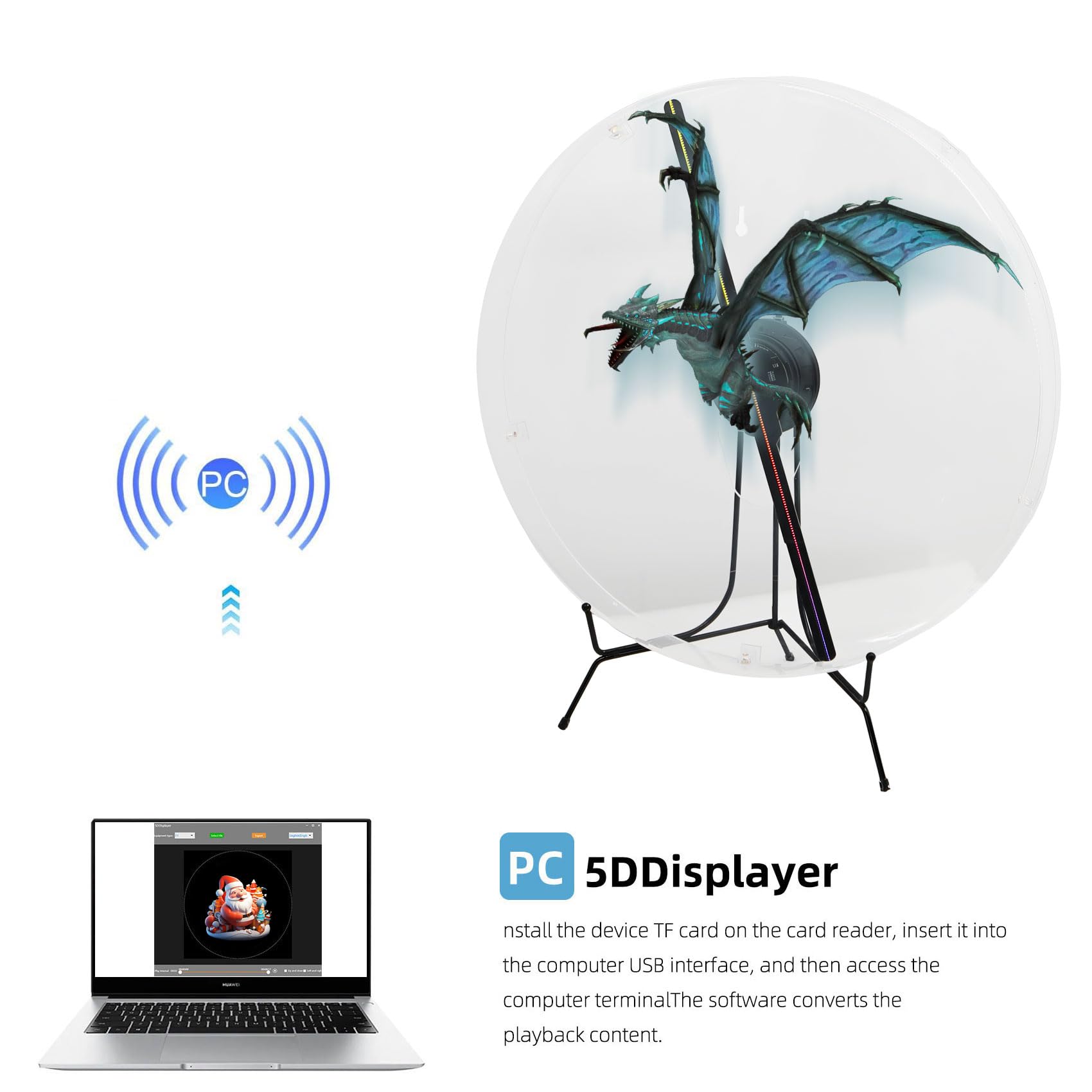 3D Hologram Fan with Cover, 3D Hologram Projector HD LED Advertising Display with Remote and Bluetooth and WiFi,1500 Video Library and for Business,Bar,Halloween (54CM Hologram Fan with Cover)