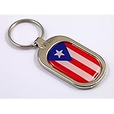 Puerto Rico Flag Key Chain Metal Chrome Plated Keychain Key fob keyfob Rican
