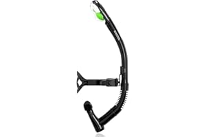 WACOOL Training Headstrap Support Dry Top Snorkel Tube Comfortable Mouthpiece One-Way Purge Valve for Pool Open Water Scuba Lap Swimming Swimmer Diving Snorkeling