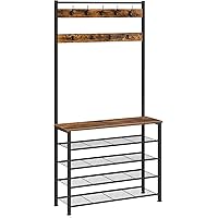 HOOBRO Hall Tree, Coat Rack with Shoe Bench, Hall Tree with Bench, 5 Tier Shoe Storage Organizer with 9 Hooks for Entryway, H
