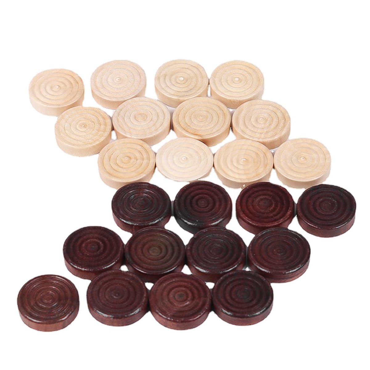 Sarini Wooden Checkers Draughts Set, 24Pcs Master Of Chess, Draughts Board Game in Natural Wood Color