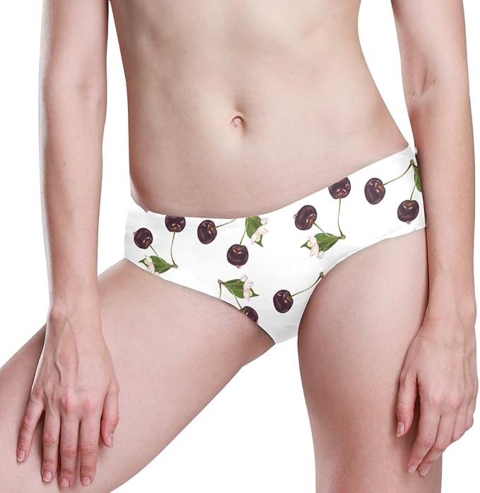DEZIRO Cherries Painting Women Panties Soft Low Waist Briefs for Women