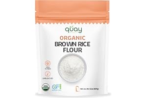 Quay Naturals Organic Brown Rice Flour, 2 lb, Finely Milled, Gluten-Free, Non-GMO, Vegan, USA Grown, Stone Ground, Whole Grain