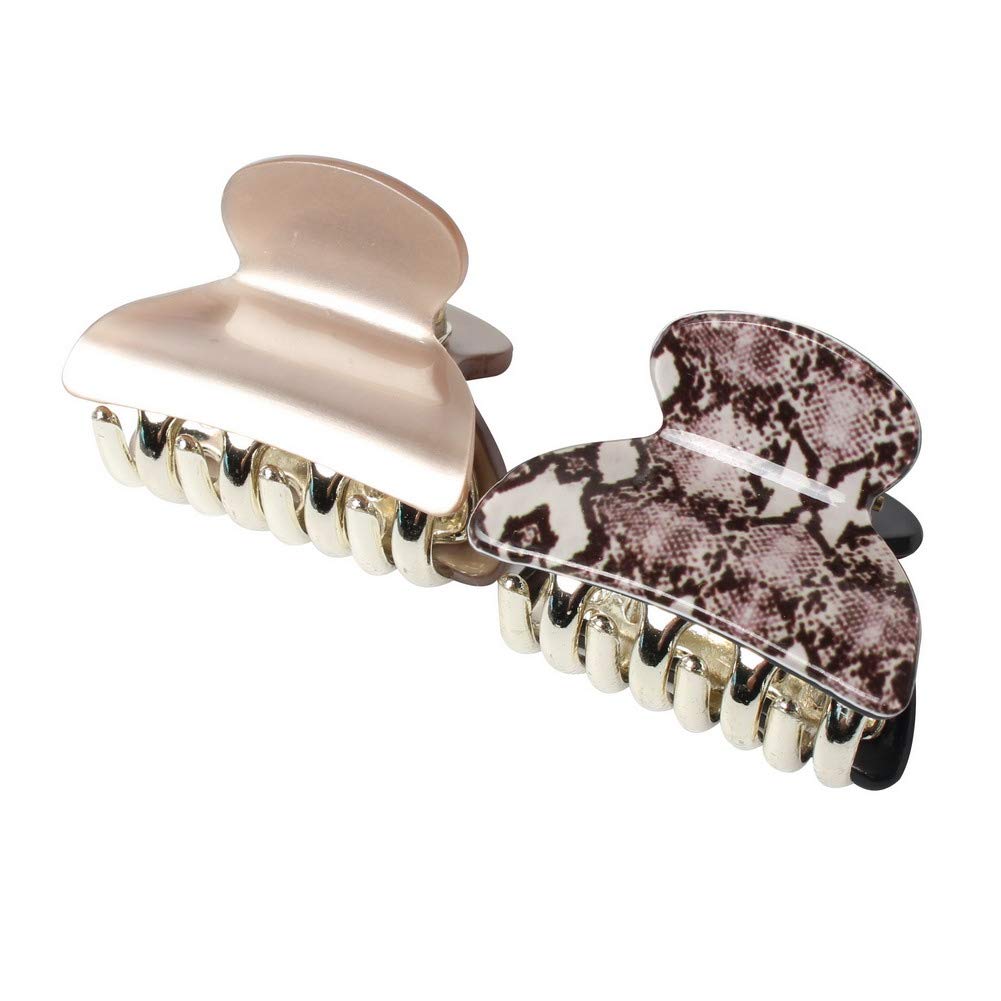 1.57 inch Floral Printed Small Acrylic Hair Claw Clips for Girls and Women, Plastic No-Slip Grip Jaw Hair Clip Hair Jaw Clamp, Pack of 12 (Color E) : Beauty