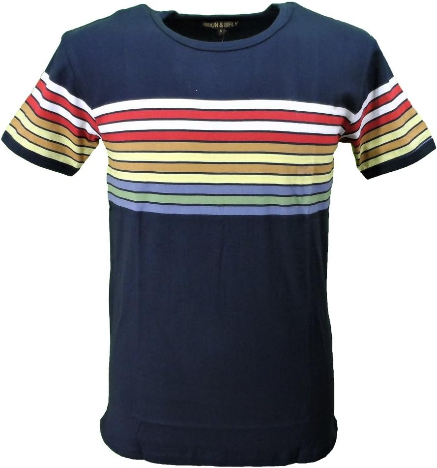 mazeys Mens Retro Rainbow Multi Striped T Shirt …