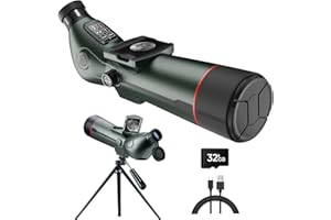 GUANIEE Digital Spotting Scope with Screen Portable Auto-Focus Electronic 4K Smart Telescope with Tripod 32GB SD Card and Carrying Bag for Stargazing Bird Watching, Wildlife Viewing Hunting Green