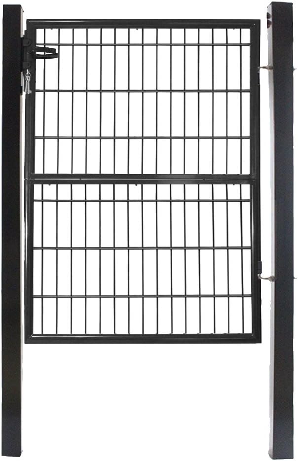 LARS360 125 x 100 cm Gartentür Gartentor Doppeltor Hoftor Zauntür Gartenpforte Inkl. Schloss Tür, Tor, Zauntor, Zauntür, Gartentür, Gartenzaun (125 * 100cm, Anthrazit)
