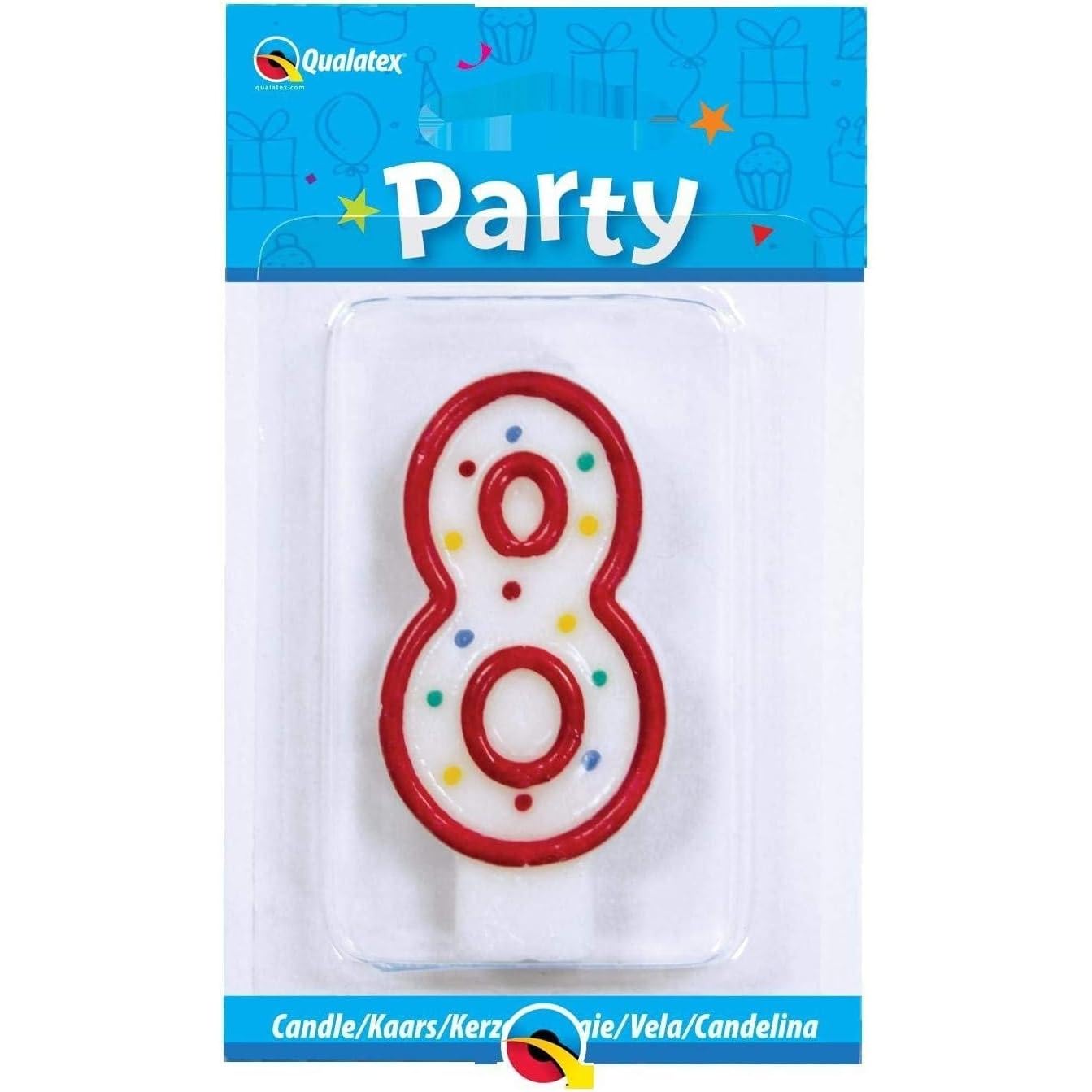 Qualatex Candle Age 8, 8th Birthday Candle, Birthday Cake Candle Age 8 Eighth Birthday, 26606, Multi-Colour