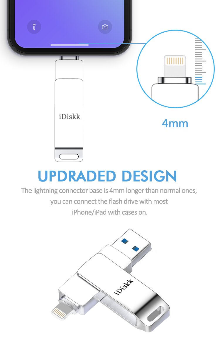 iDiskk MFi Certified 64GB Photo stick for iPhone Lightning memory Stick