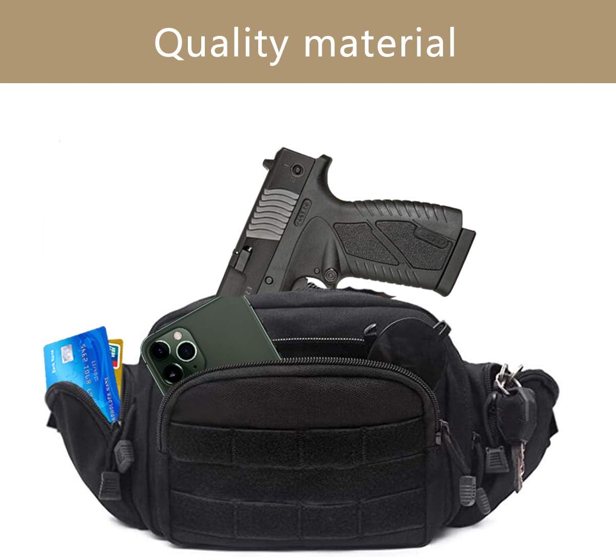 DMAIP Tactical Gun Case Concealed Pistol Pouch Carry Waist Bag Portable Handgun Holster Soft Pistol Cases (Black): Sports & Outdoors