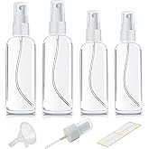 Xolaawa 4Pk Clear Empty Travel Spray Bottles, Leakproof for Toner Face Hair