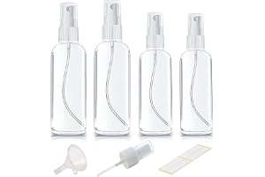 4Pk Clear Empty Travel Spray Bottles, Leakproof for Toner Face Hair