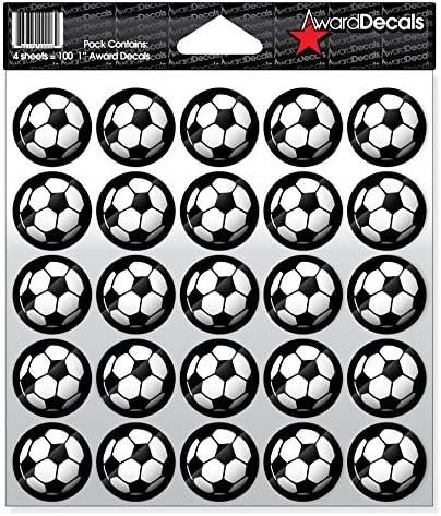 Soccer Sticker Set (100 Decals) The Original Award Decals Premium 20mil Thick 1" Helmet Decals Made in The USA Since 1976