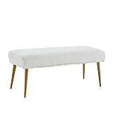 Ball & Cast Upholstered Bench, 44" W, White