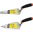 ESreake 2 Pcs Masonry Hand Tool Set, 9" Pointing and Gauging Trowel Set with Soft Grip Handle, Margin Trowel for Bricklaying