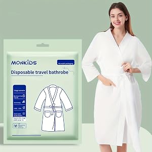 1PC Disposable Bathrobe V-Neck With Waist Belt, Soft Absorbent Travel Robe For Hot Springs, Hotel, Home, Men and women