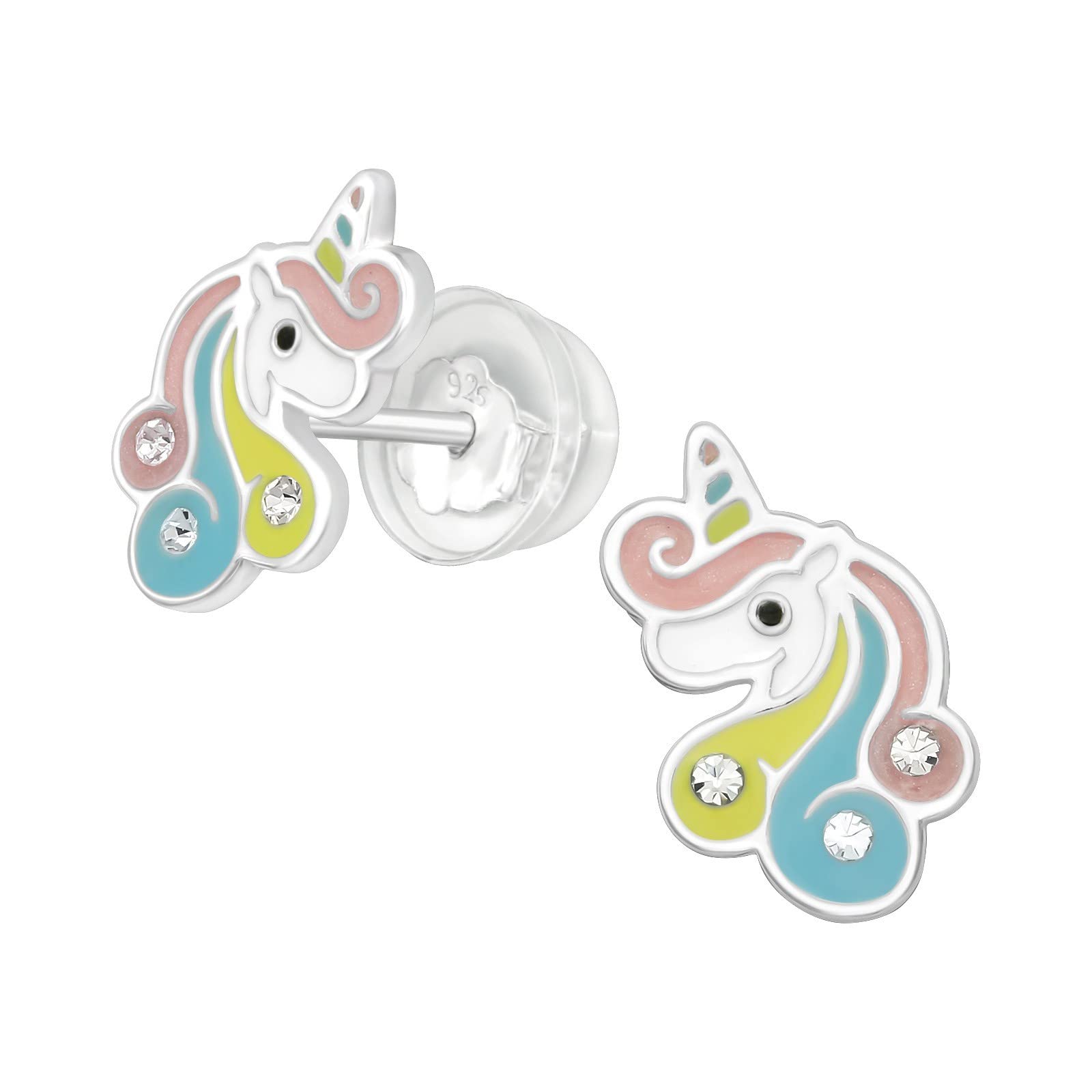 925 Sterling Silver Unicorn Stud Earrings for Women & Girls – Cute Fantasy Jewellery Gift Boxed